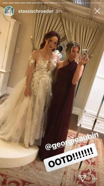 Stassi Schroeder in Bridesmaid Dress at Sister Georgie s Wedding