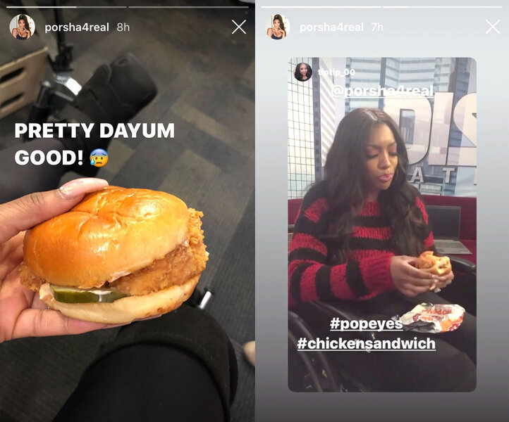 Porsha Williams Rhoa Popeyes Chicken Sandwich