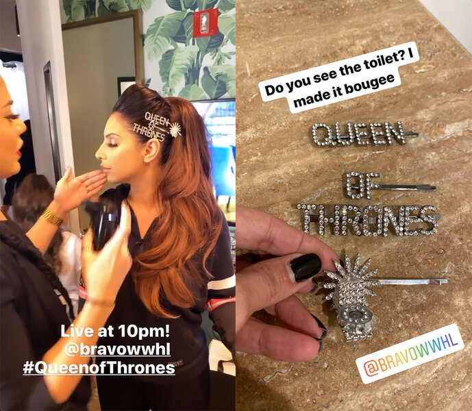 Jennifer Aydin Wears Crystal Hair Pins on WWHL The Daily Dish