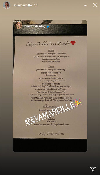 Eva Marcille Birthday Menu 1