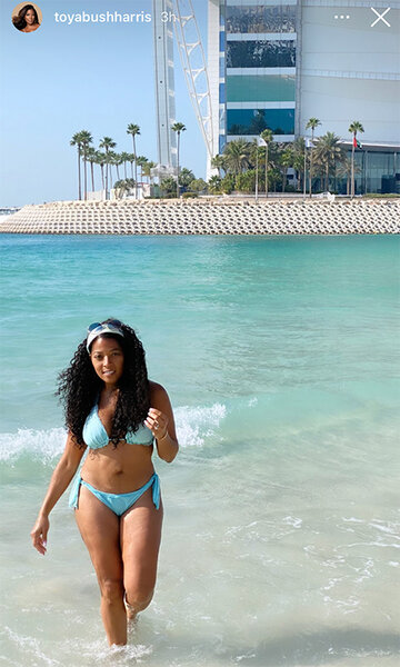 Toya Bush Harris Wears Sea Blue String Bikini at Beach The Daily