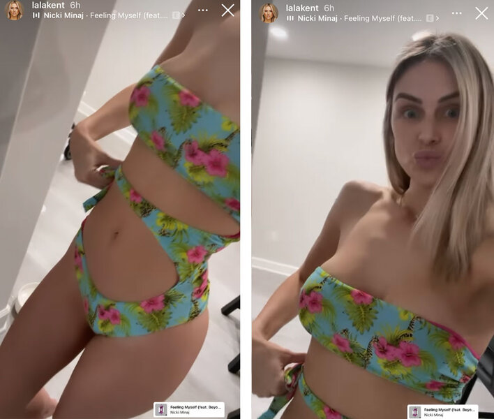 Lala Kent Wears a Tropical Cut Out One Piece Swimsuit The Daily Dish