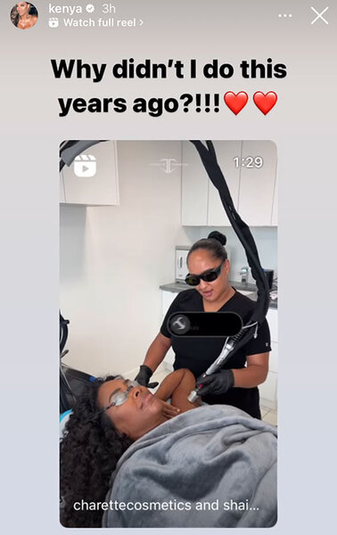 Kenya Moore having a laser hair removal treatment done.