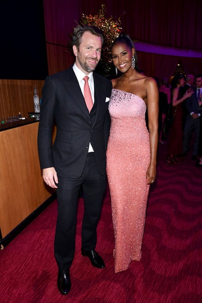 Ubah Hassan and her boyfriend Oliver Dachsel in black tie at the Alzheimer's Association Imagine Benefit at Jazz at Lincoln Center.