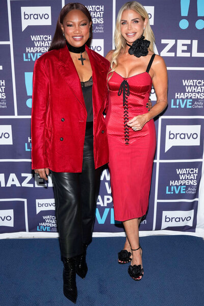 Garcelle Beauvais and Alexia Nepola posing together at the WWHL step and repeat in New York City.