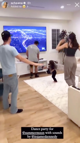 Scheana Shay posts a photo of Summer Moon, James Kennedy, and Ally Lewber having a dance party.