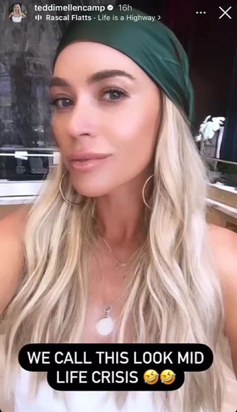 Teddi Mellencamp Arroyave of The Real Housewives of Beverly Hills wears a headscarf on her Instagram story.