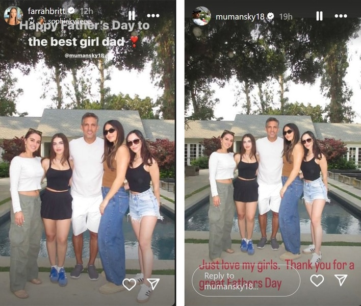 Farrah Brittany and Mauricio Umansky of The Real Housewives of Beverly Hills pose with their family on their Instagram stories.