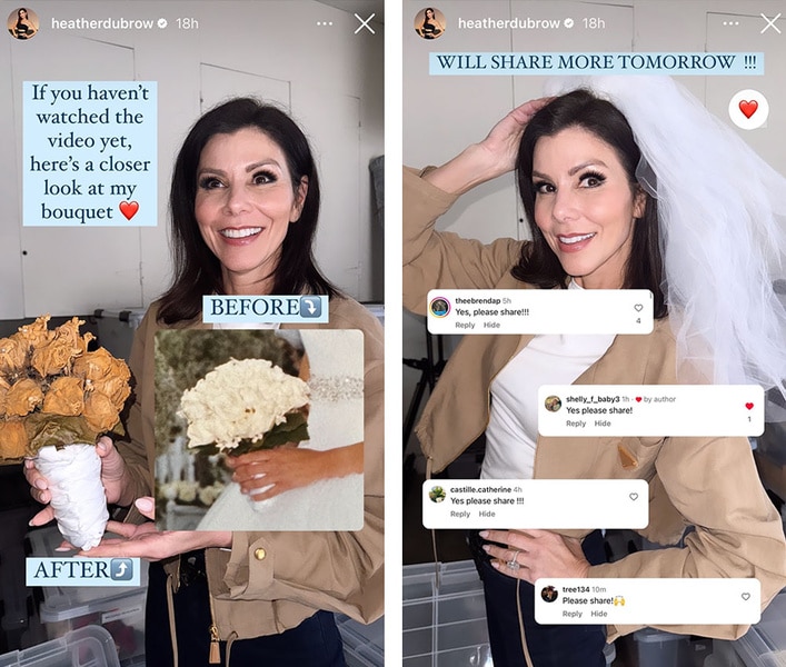 A series of Heather Dubrow and her wedding accesories.