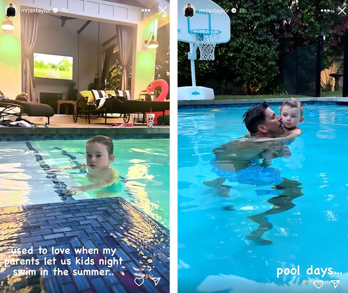 A series of Jax Taylor and Cruz Cauchi in their pool together.