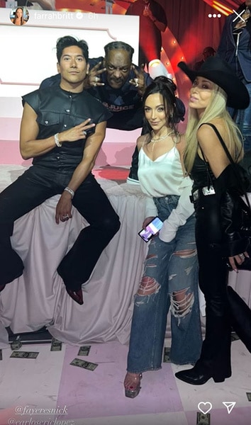A photo of Farrah Brittany, Carlos Eric Lopez, Snoop Dogg, and Faye Resnick at Khloé Kardashian's birthday party.