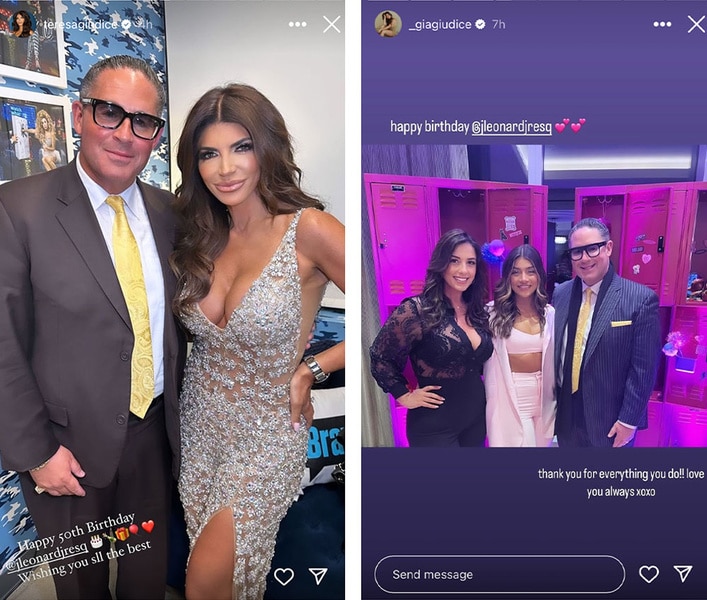 A series of James Leonard with Teresa Giudice and Gia Giudice as they celebrate his birthday.