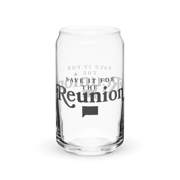 A glass with a quote on it.