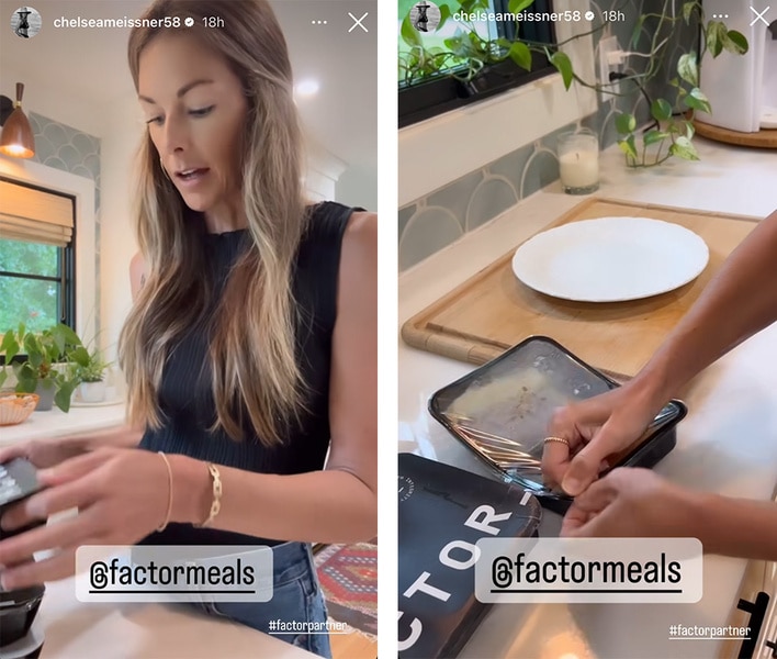 Chelsea Meissner of Southern Charm opens a meal in her kitchen.