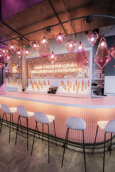 A bar at the Bravo Diamonds and Rosé experience.