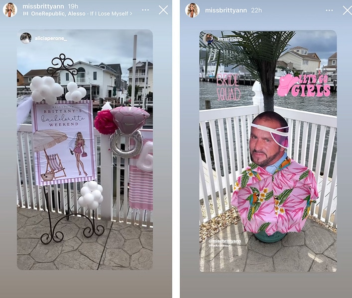 A series of Brittany Ann celebrating her bachelorette party and all the decor at the party