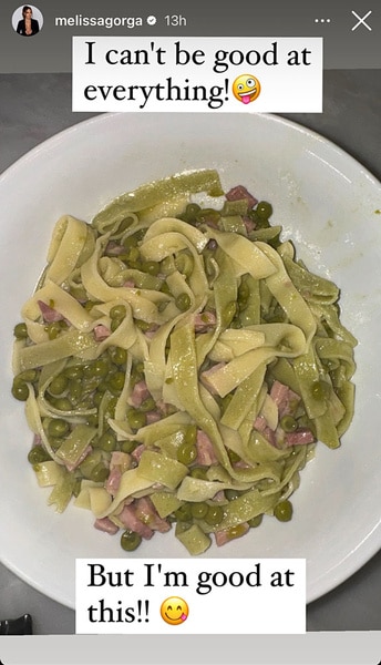 A plate of pasta that Melissa Gorga made for her family.