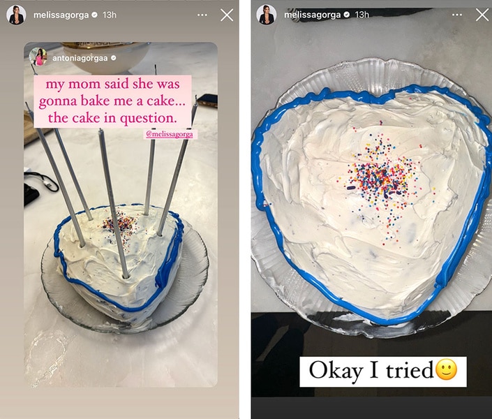 A series of the cake Melissa Gorga baked for Antonia's birthday