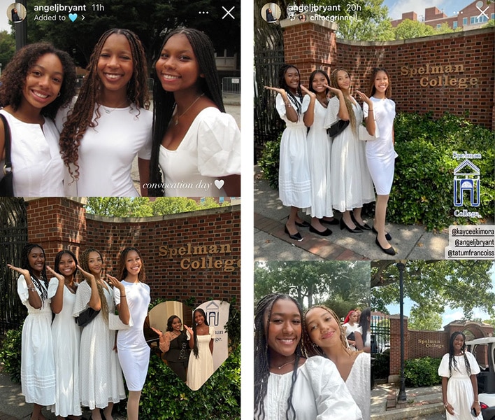 A series of Angel Bryant with her friends at Spelman College convocation.