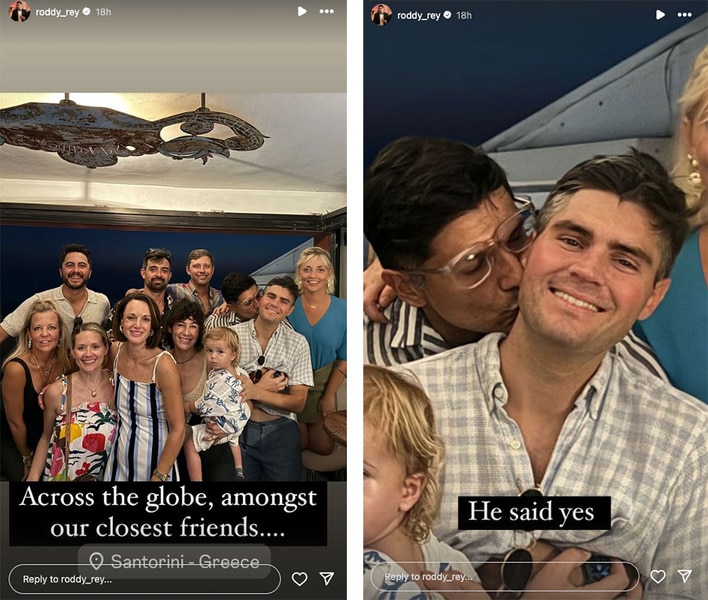 Rodrigo Reyes, Tyler Dugas, and friends pose on a cruise ship.