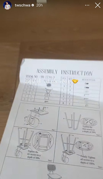 Tom Schwartz shows instructions for his kitchen bar chairs.