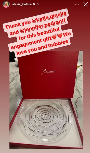 Alexis Bellino and John Janssen's glass rose engagement gift.