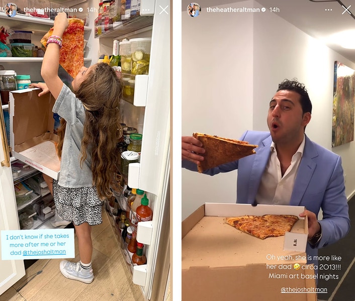 A series of Josh Altman and Lexi Altman eating pizza