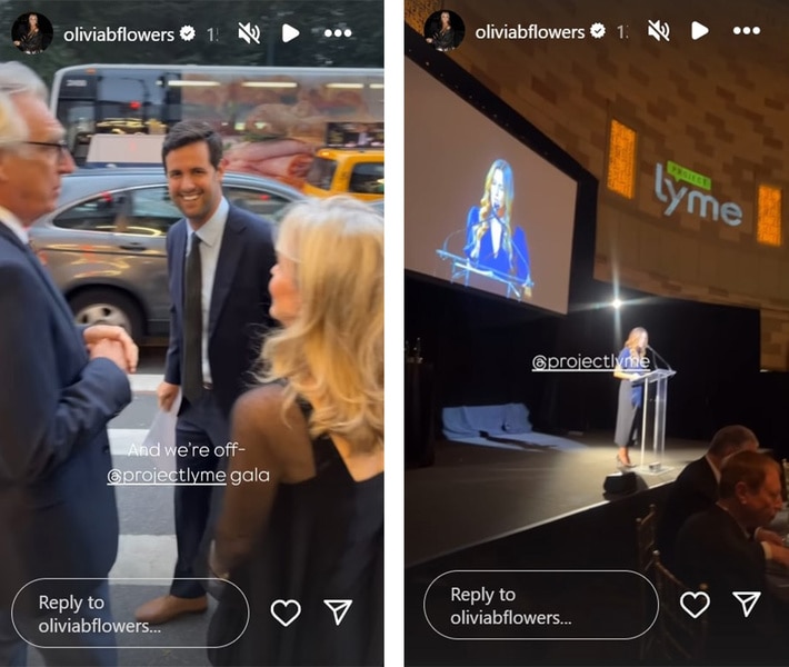 Olivia Flowers of Southern Charm attends a Project Lyme gala on her Instagram story.