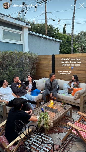 A general view of people on Alexia Umansky's patio