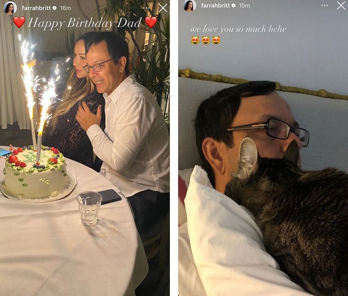 A series of Farrah Brittany with her father Guraish Aldjufrie where he is celebrating his birthday