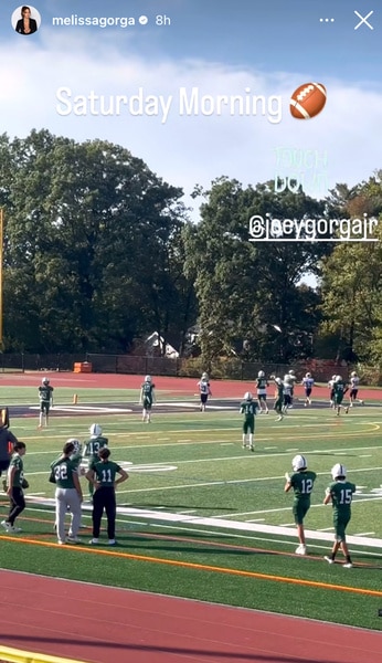 The football field where Joey Gorga is playing a game on a Saturday morning.