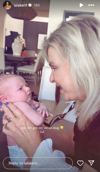 Lala Kent's mom holding her newborn daughter, Sosa Kent.