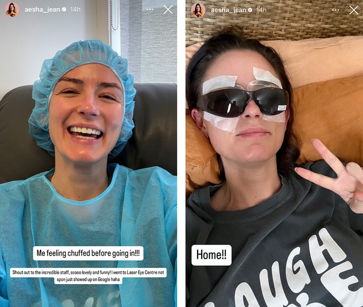 Aesha Scott of Below Deck Mediterranean posts herself before and after eye surgery on Instagram.