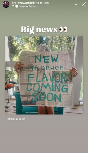 A newspaper with the copy New Trop Hop Flavor Coming Soon on it.