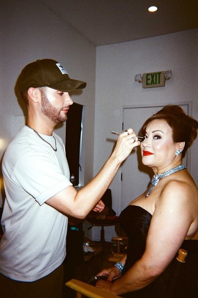 Jennifer Tilly gets her makeup done before the press shoot for RHOBH Season 14