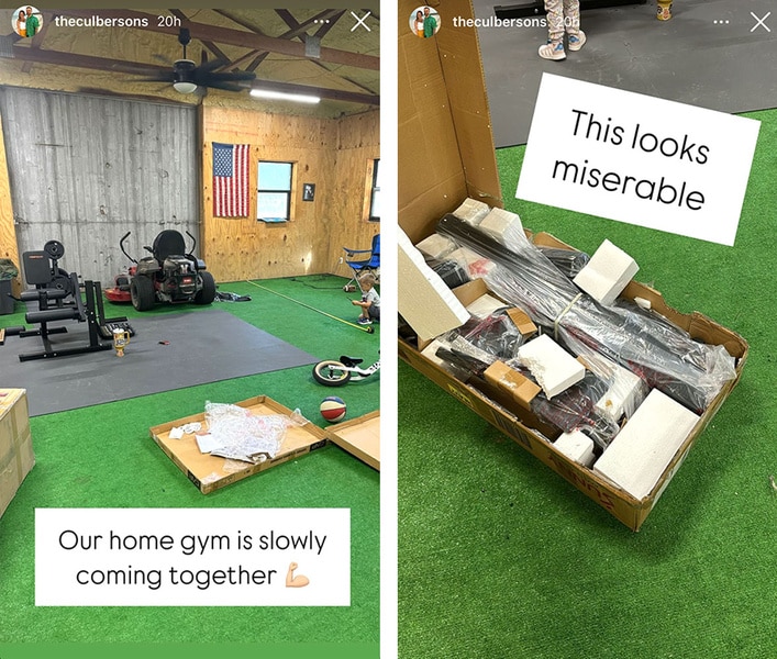 A series of images of Briana Culberson's home gym.