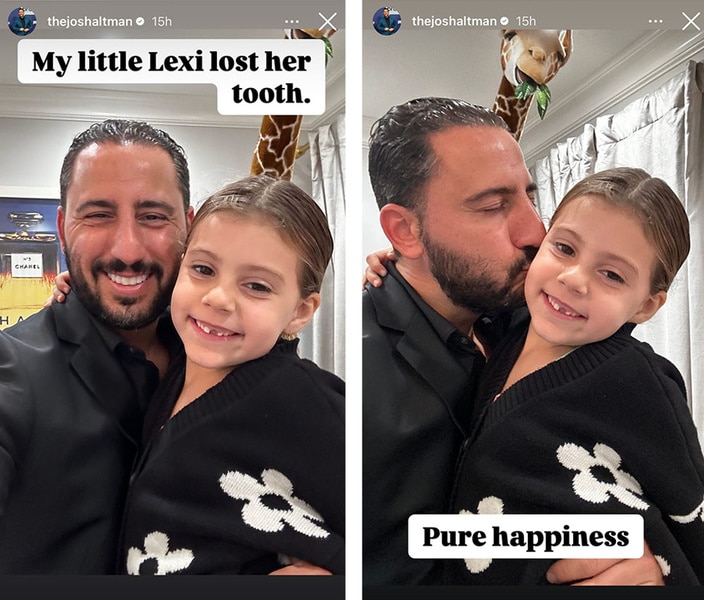 A series of Josh Altman celebrating Lexi Altman losing her tooth.