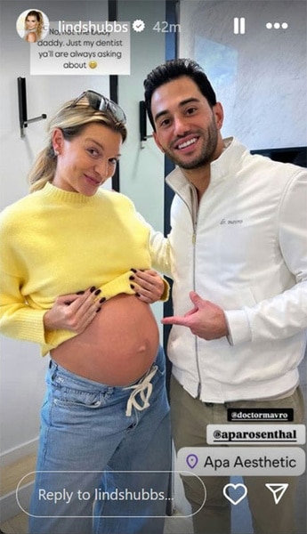 Lindsay Hubbard and her dentist posing together at his office.