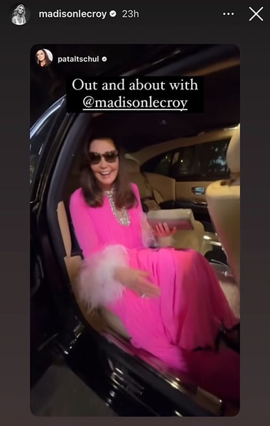 Patricia Altschul smiling while sitting in a car.