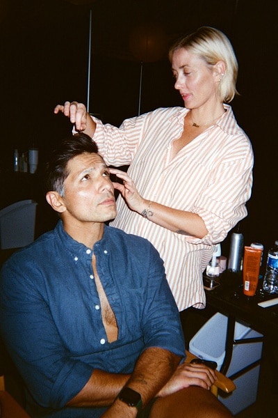 Rodrigo Reyes getting his hair fixed at the Southern Charm Season 10 Press Shoot