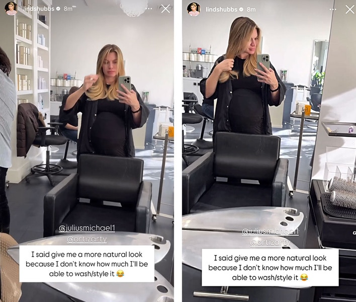 Lindsay Hubbard getting her hair done at a salon