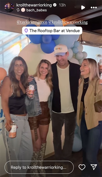 Austen Kroll, Taylor Ann Green, and guests attend Austen's Trop Hop event.