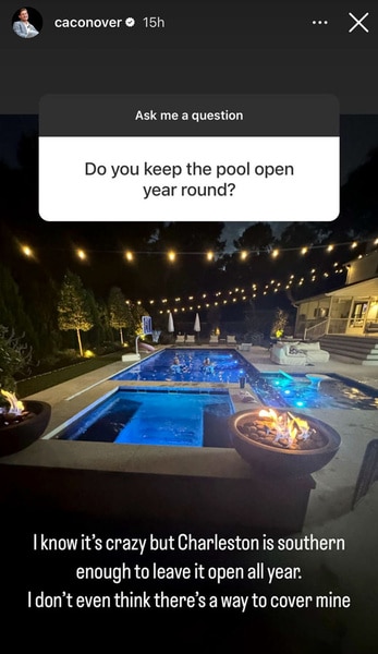 An underground pool and lights in Craig Conover's backyard.