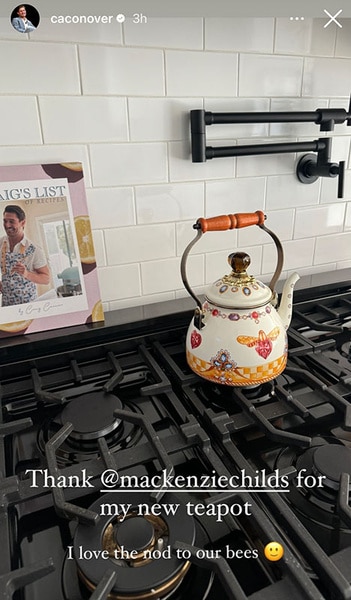 A look at Craig Conover's teapot in his kitchen.