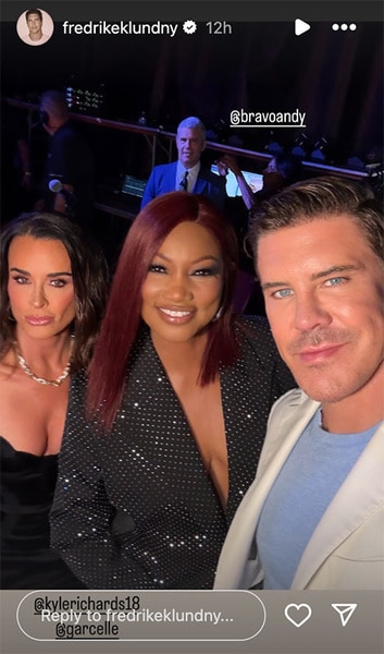 Fredrik Eklund, Kyle Richards, Garcelle Beauvais, and Andy Cohen at an event together.