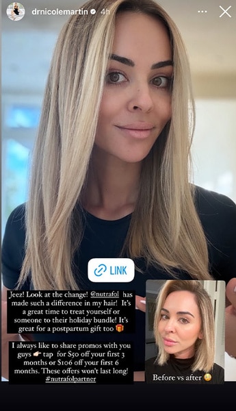 Nicole Martin shows off her new hair length on her Instagram Story.