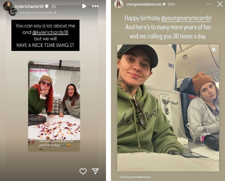 A split of Kyle Richards, Morgan Wade, and a friend on a trip together.