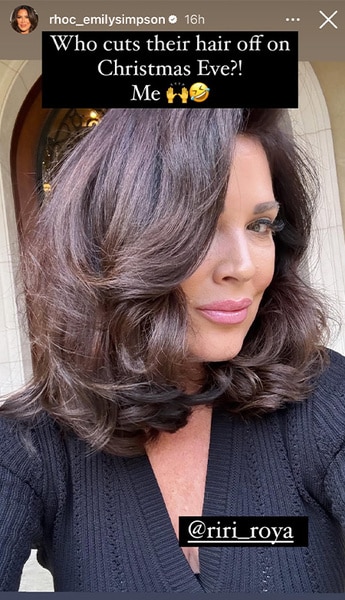 Emily Simpson of RHOC shows off her new haircut on Instagram.