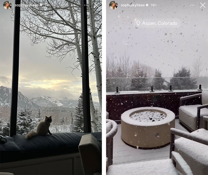 A split of the view from Kyle Richards' Aspen home on Christmas.