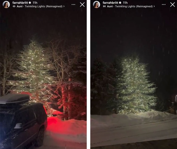 A split of the view from Kyle Richards' Aspen home on Christmas.